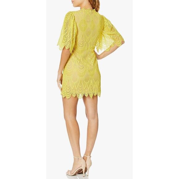 Dress the Population Women's Toni Lace Flutter Sleeve Short Mini Shift Dress - Picture 2 of 8
